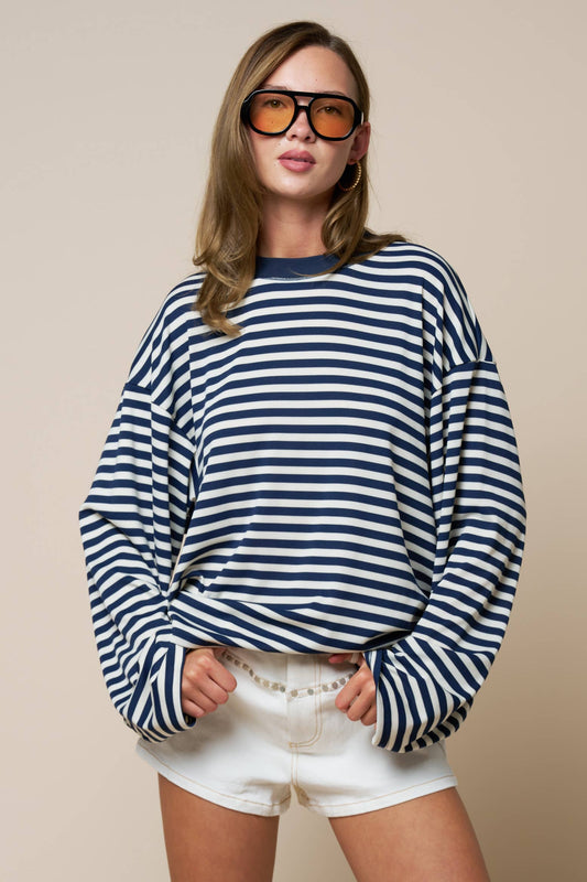 Stripe Long Sleeve Pullover Top